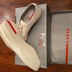 Prada Mens White Loafers